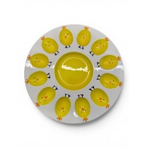 Easter Chicks Ceramic Deviled Egg Platter 12 Slot Lang by Design Party Whimsical